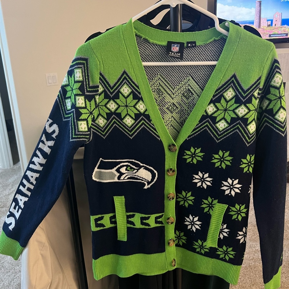 NFL Seahawks Green and Navy Cardigan